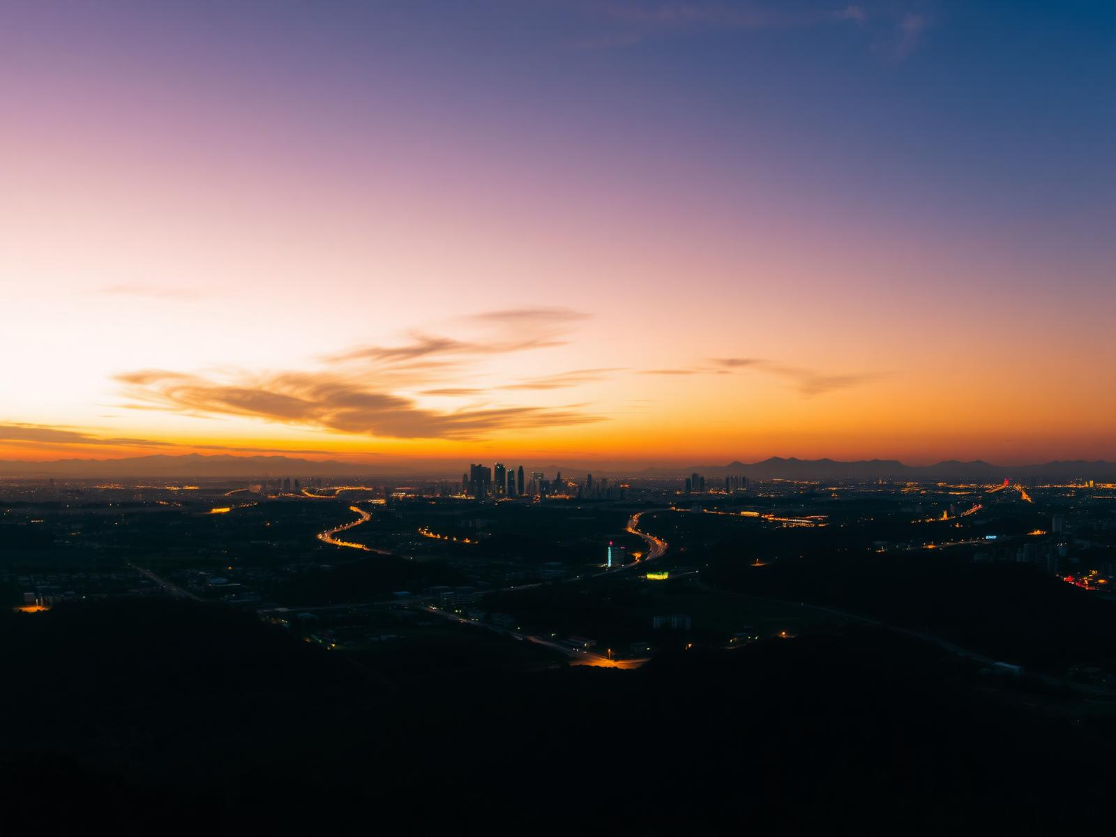 Singkawang skyline at dusk